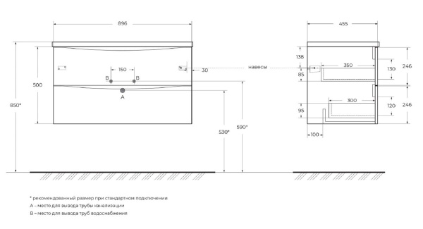 Тумба под раковину BelBagno Marino-Cer 90 MARINO-CER-N-900-2C-SO-RNG-P